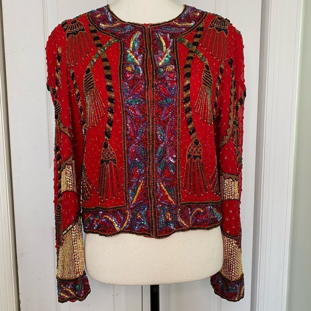 80s Glamorous Beaded Sequin Glitzy Jacket